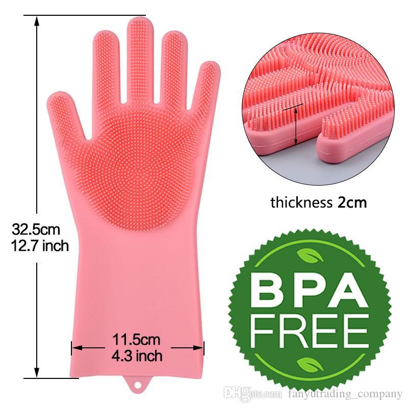 Reusable Magic Dish Washing Silicone Gloves With Scrubber | Dishwashing Gloves