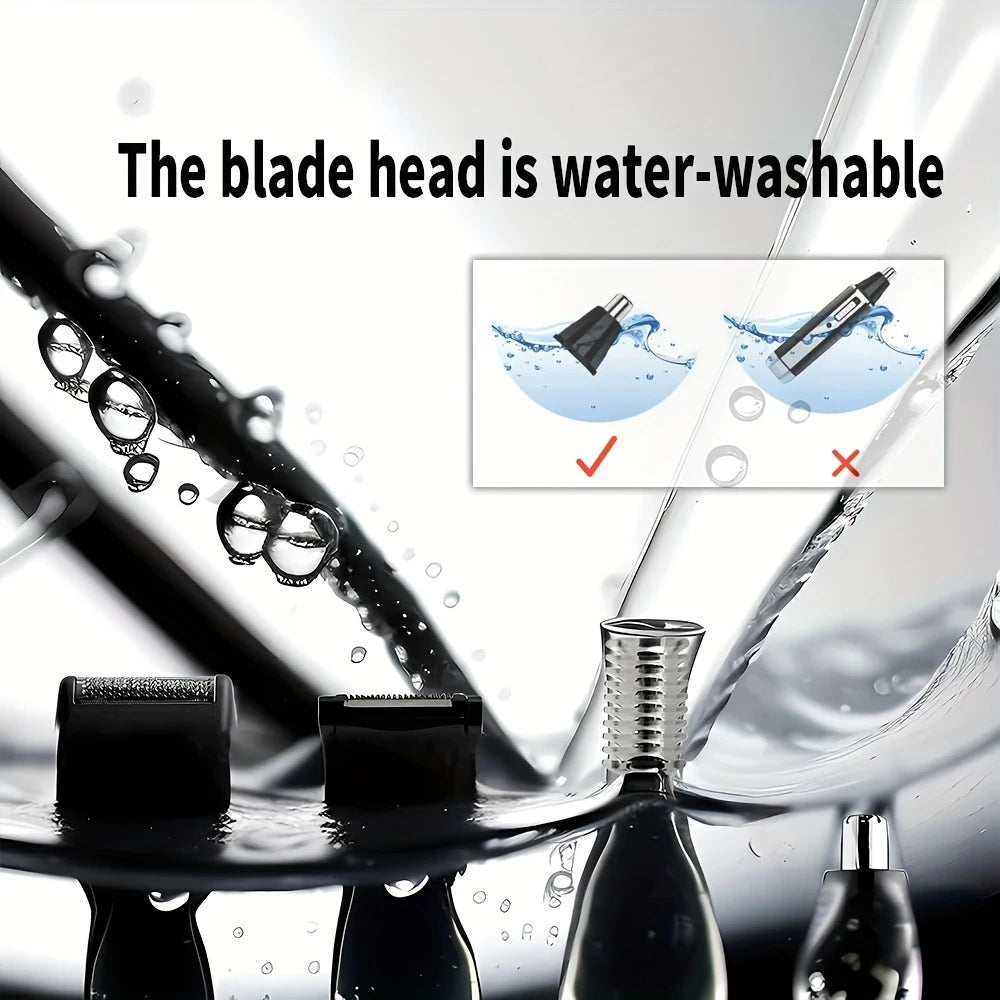 Kemei 4-in-1 Professional Grooming Kit | USB Rechargeable Nose & Ear Hair Trimmer, Beard and Eyebrow Razor