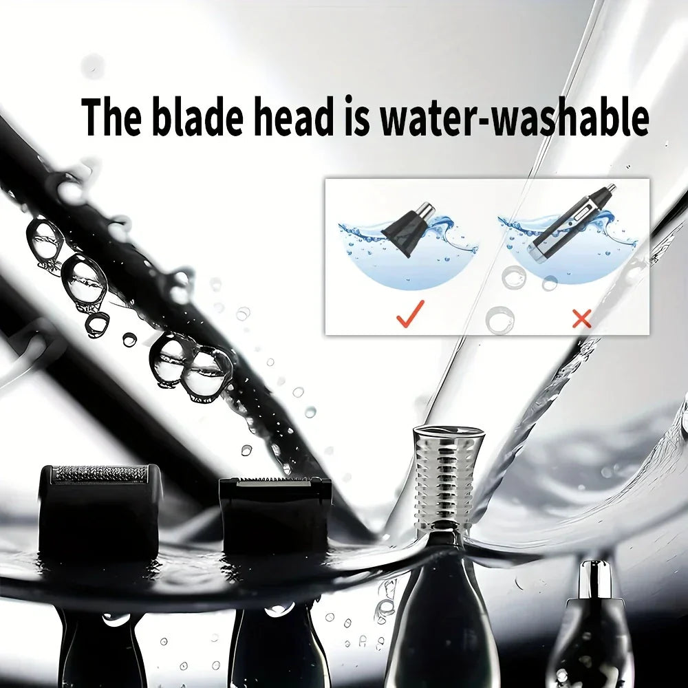 Kemei 4-in-1 Professional Grooming Kit | USB Rechargeable Nose & Ear Hair Trimmer, Beard and Eyebrow Razor
