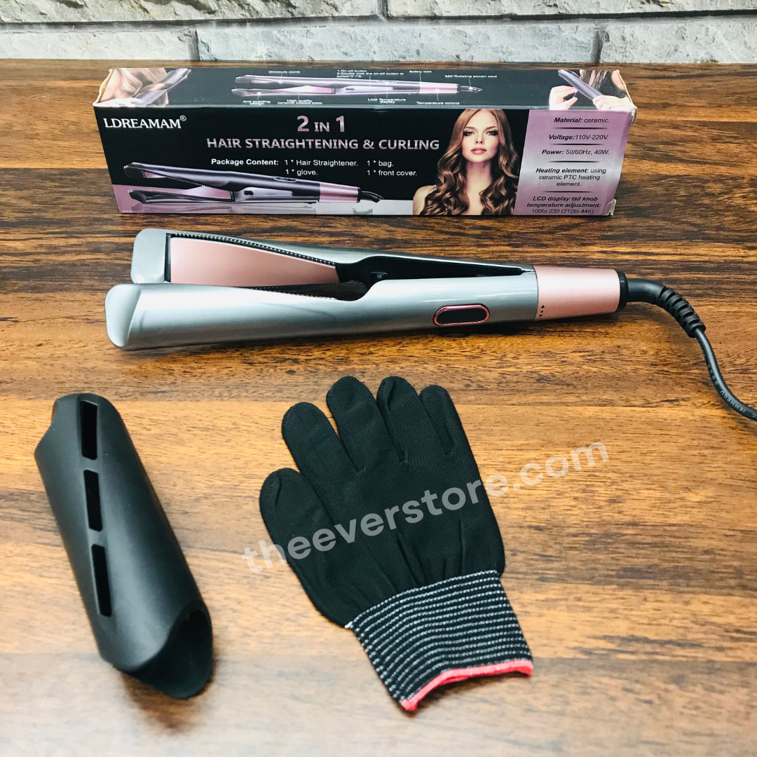 LDREAMAM 2 In 1  Hair Straightener And Curler With LCD Display | Imported