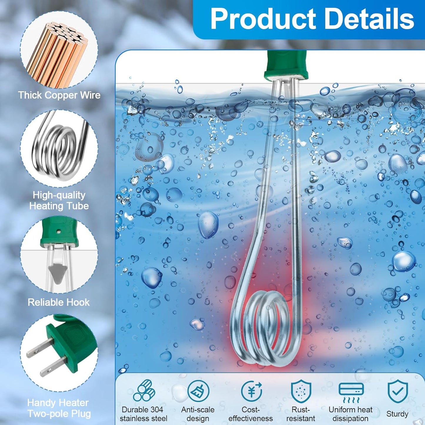 Imported Electric Water Heating Rod | 100% Shock Proof & Imported Quality
