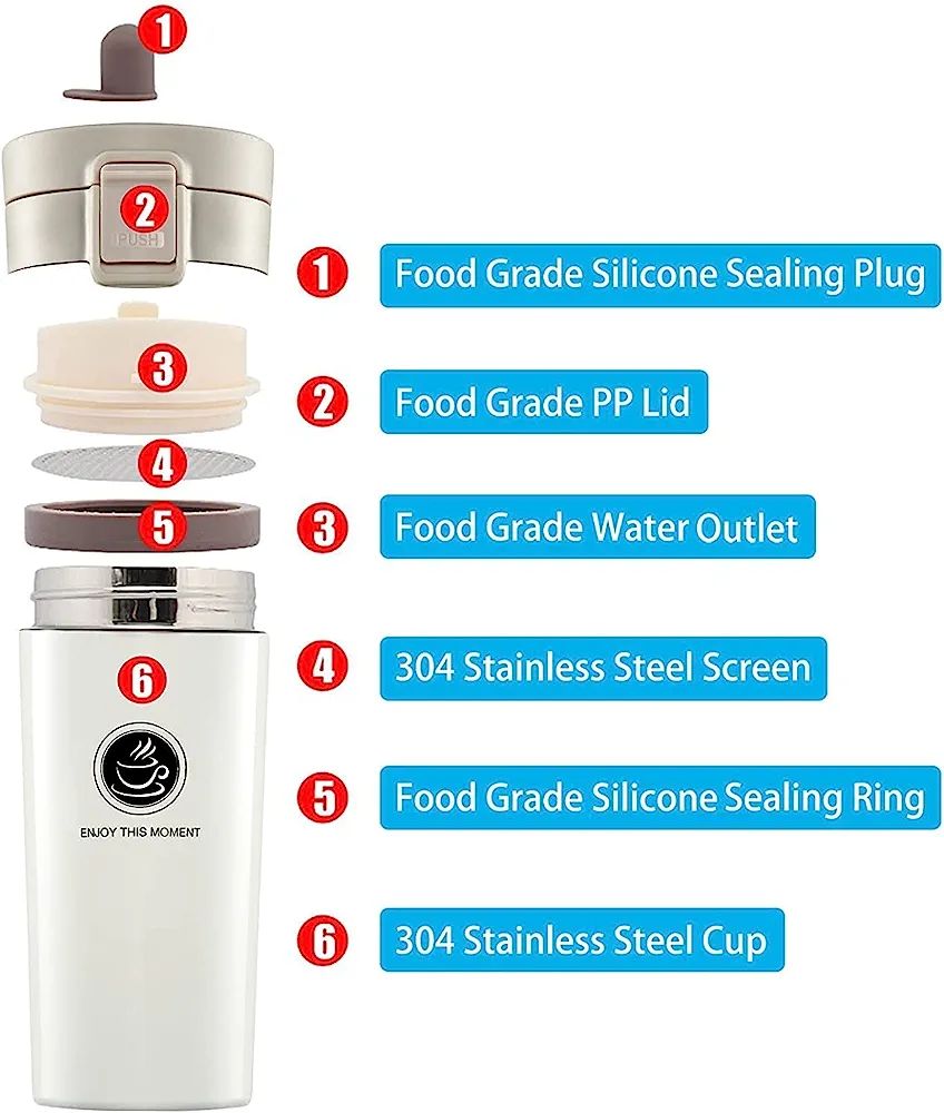 380ml Double Stainless Steel Vacuum Flasks Thermal Coffee Cup | Thermos Mug For Tea & Coffee