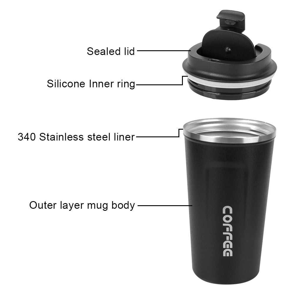 380ml Double Stainless Steel Smart Coffee Cup | Thermos Mug For Tea & Coffee
