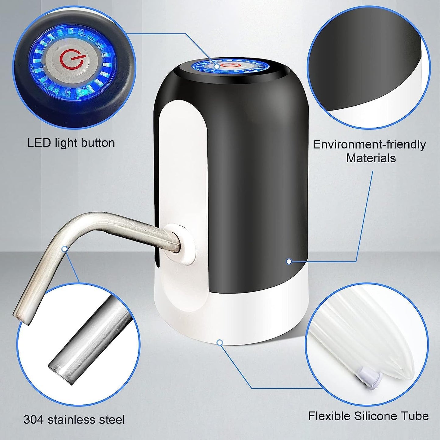 Portable Water Bottle Pump | Rechargeable Automatic Touch Water Dispenser