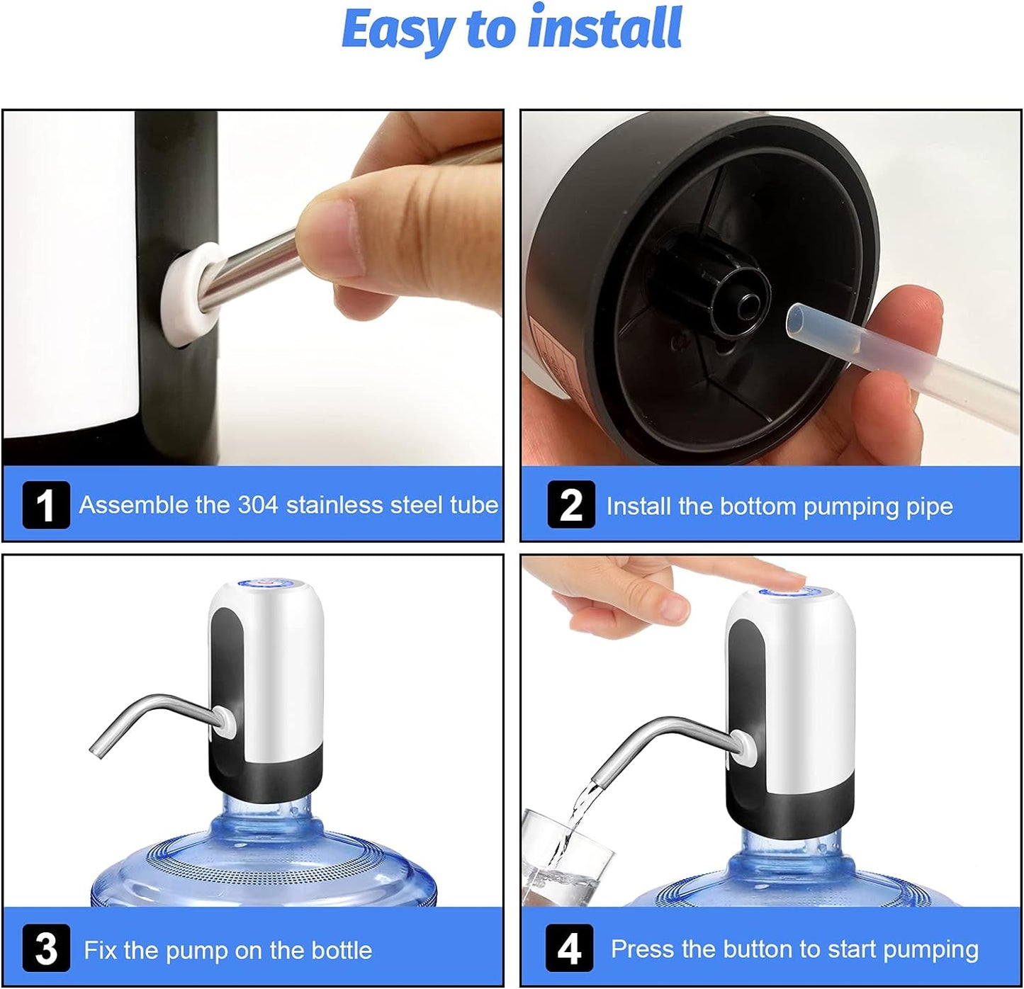 Portable Water Bottle Pump | Rechargeable Automatic Touch Water Dispenser