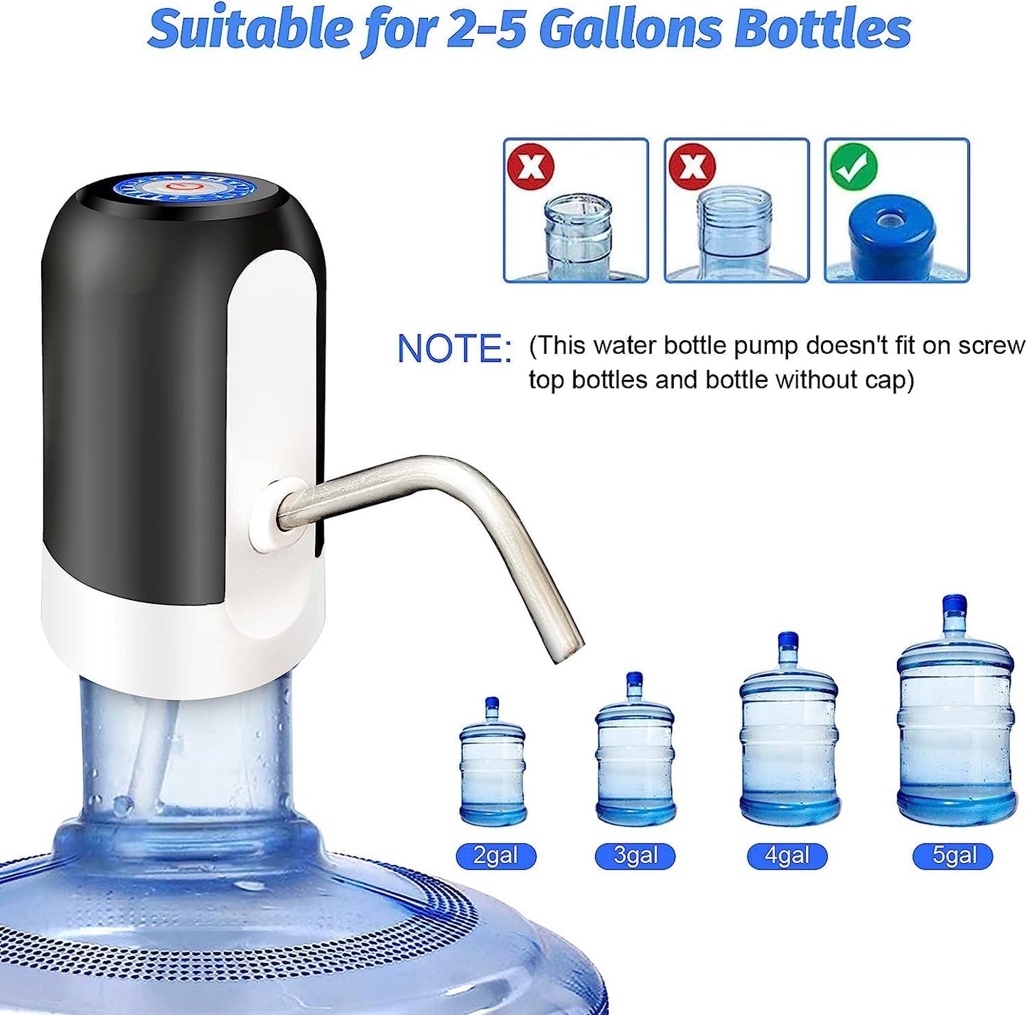 Portable Water Bottle Pump | Rechargeable Automatic Touch Water Dispenser