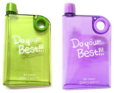 Flat Water Bottle | Slim Stylish Note Book Water Bottle 380ml
