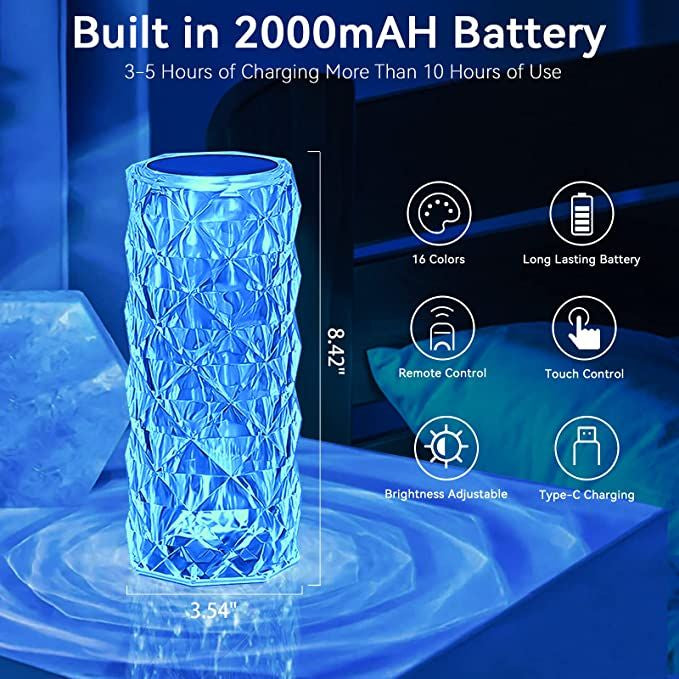 Rose Diamond Table Lamp | Crystal Lamp